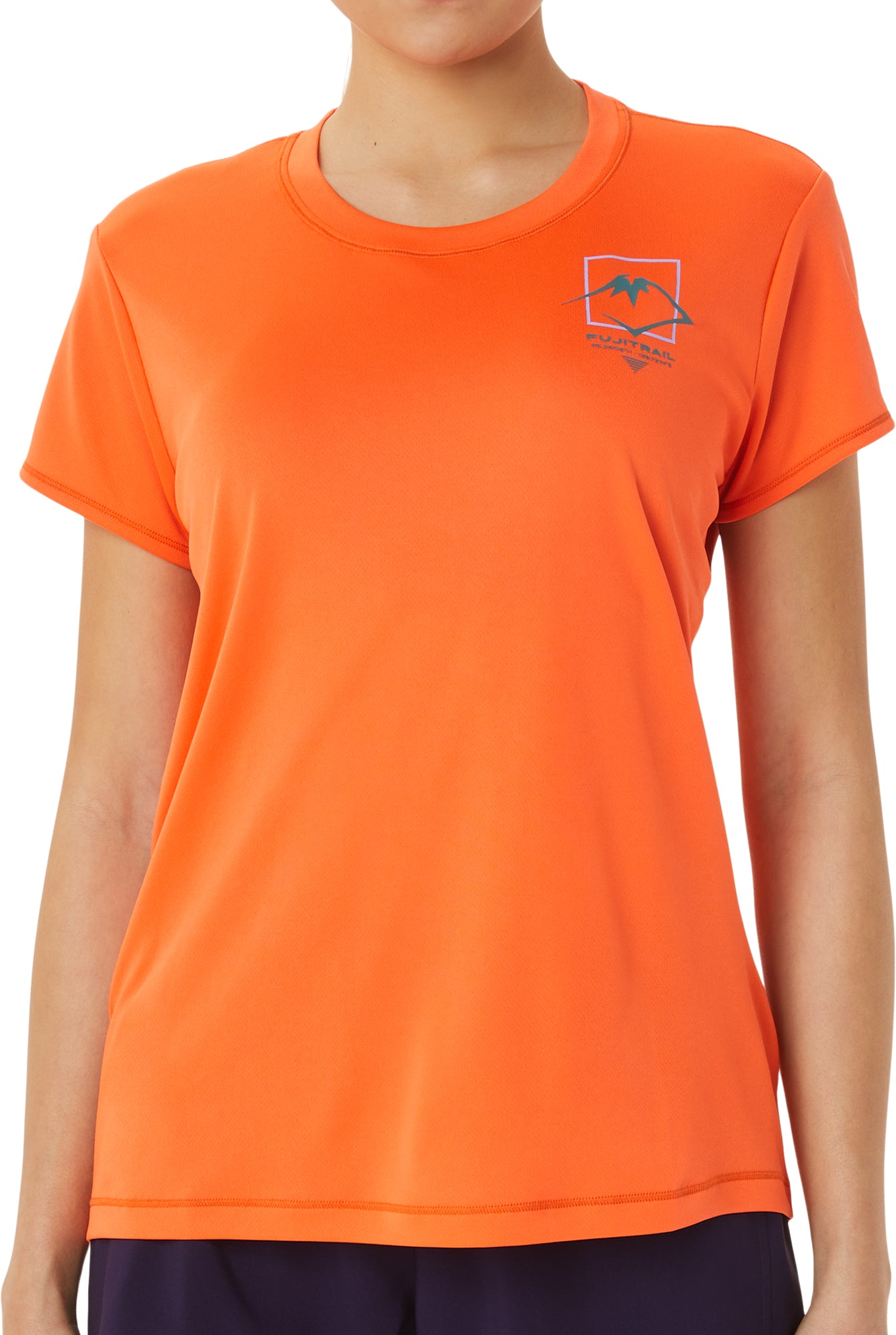 Asics FujiTrail Logo Womens Short Sleeve Running Top Orange