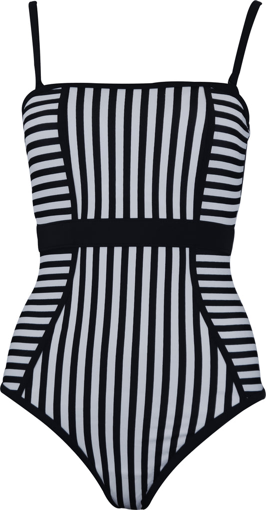 Avon Monochrome Stripe Womens Swimsuit - Black