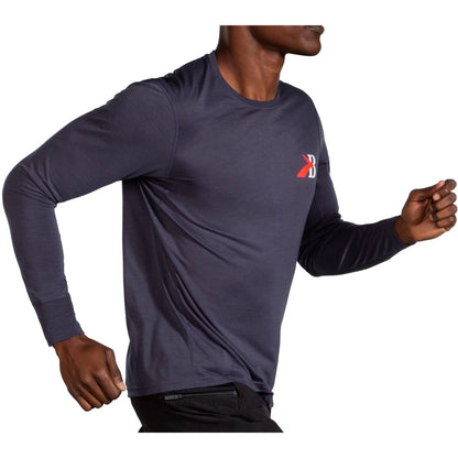 Brooks Distance Graphic Long Sleeve Mens Running Top - Grey