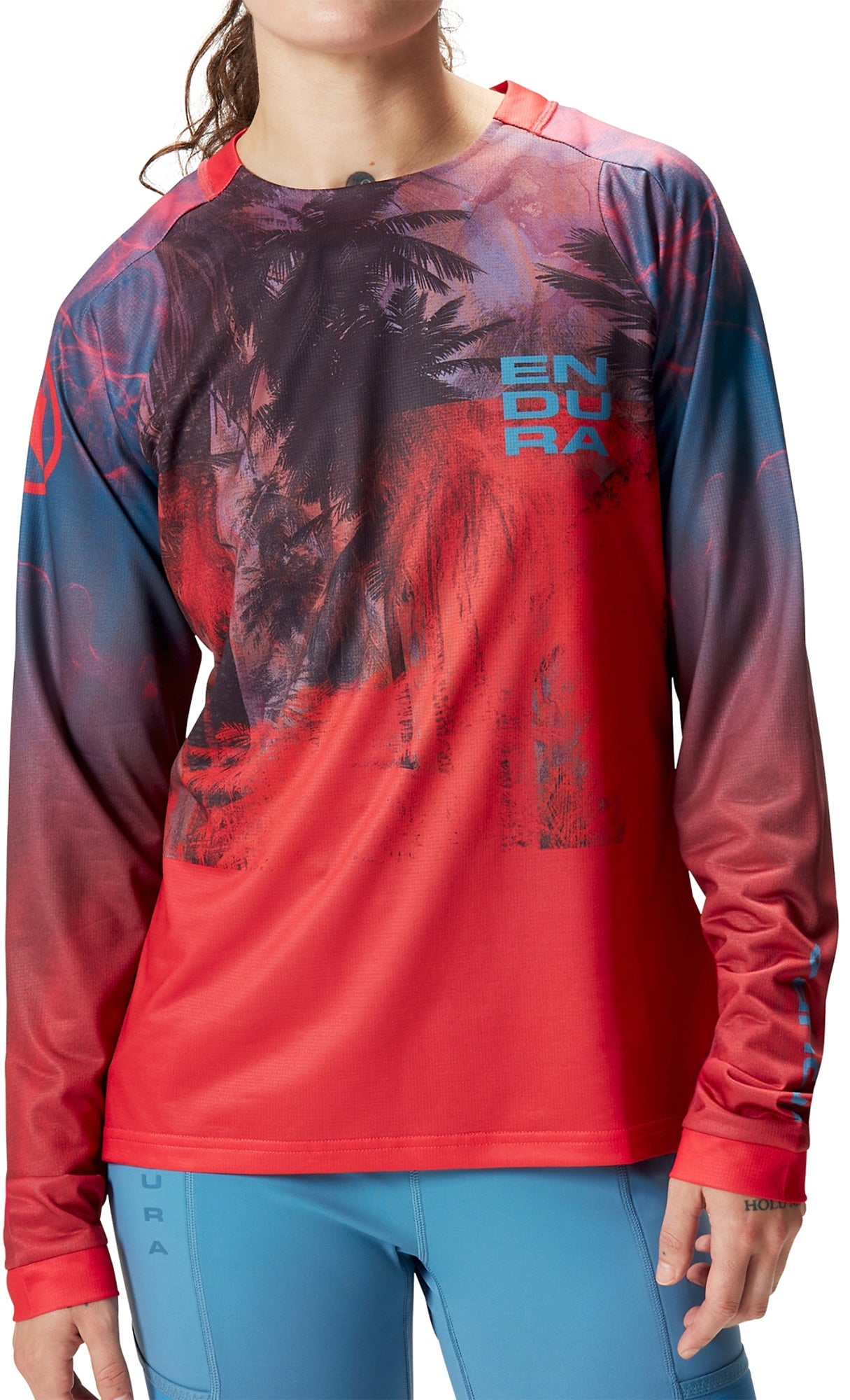 Endura Tropical Long Sleeve Womens Cycling Jersey Red Start Fitness