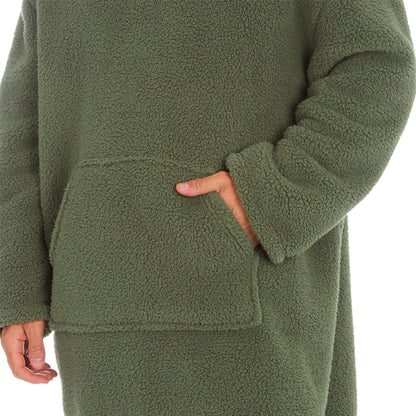 Huggable Hoodie Fleece Oversized Mens Blanket Hoody - Olive