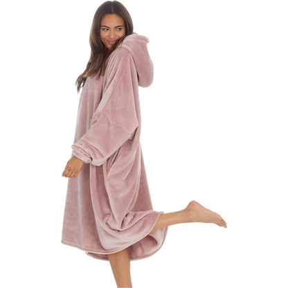 Huggable Hoodie Fleece Oversized Womens Blanket Hoody - Pink