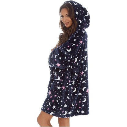 Huggable Hoodie Fleece Oversized Womens Blanket Hoody - Navy