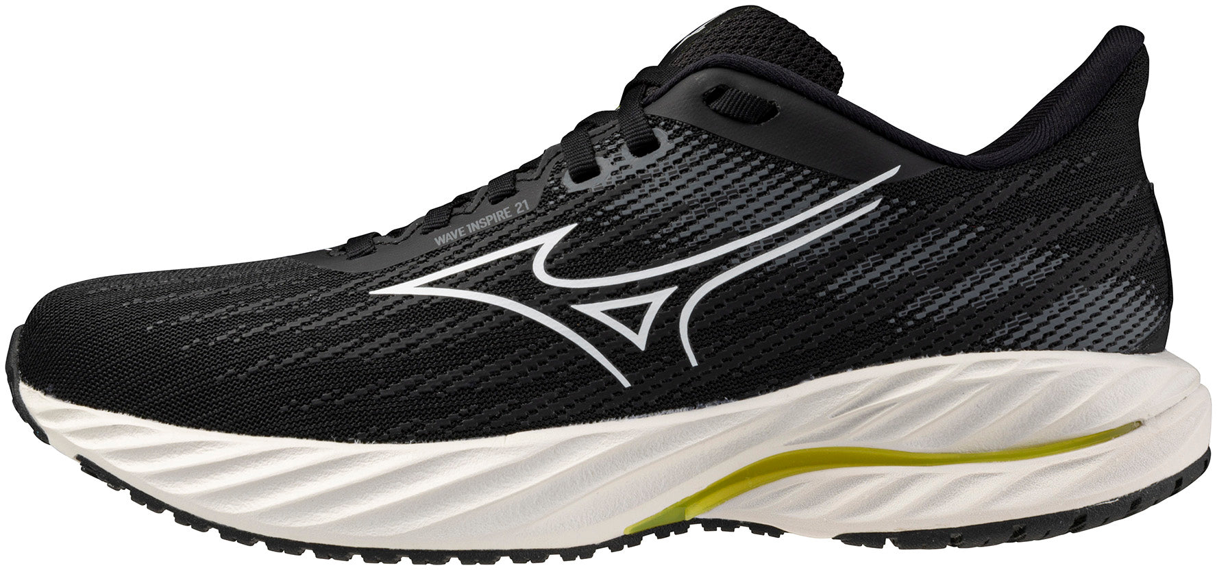 Mizuno Women'S Wave Inspire 16 Knit Running Shoes Black/White Size 6 B Medium Us