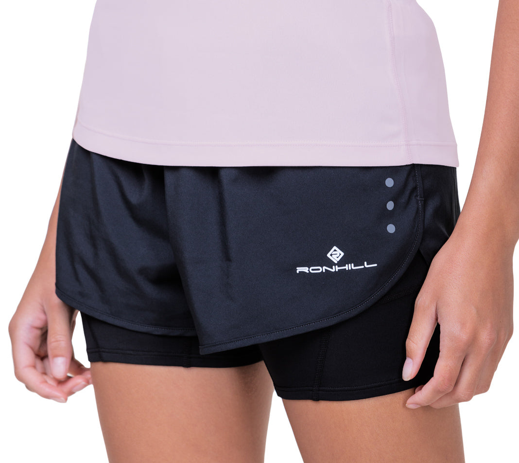 Ronhill Core Twin 2 In 1 Womens Running Shorts - Black â Start Fitness
