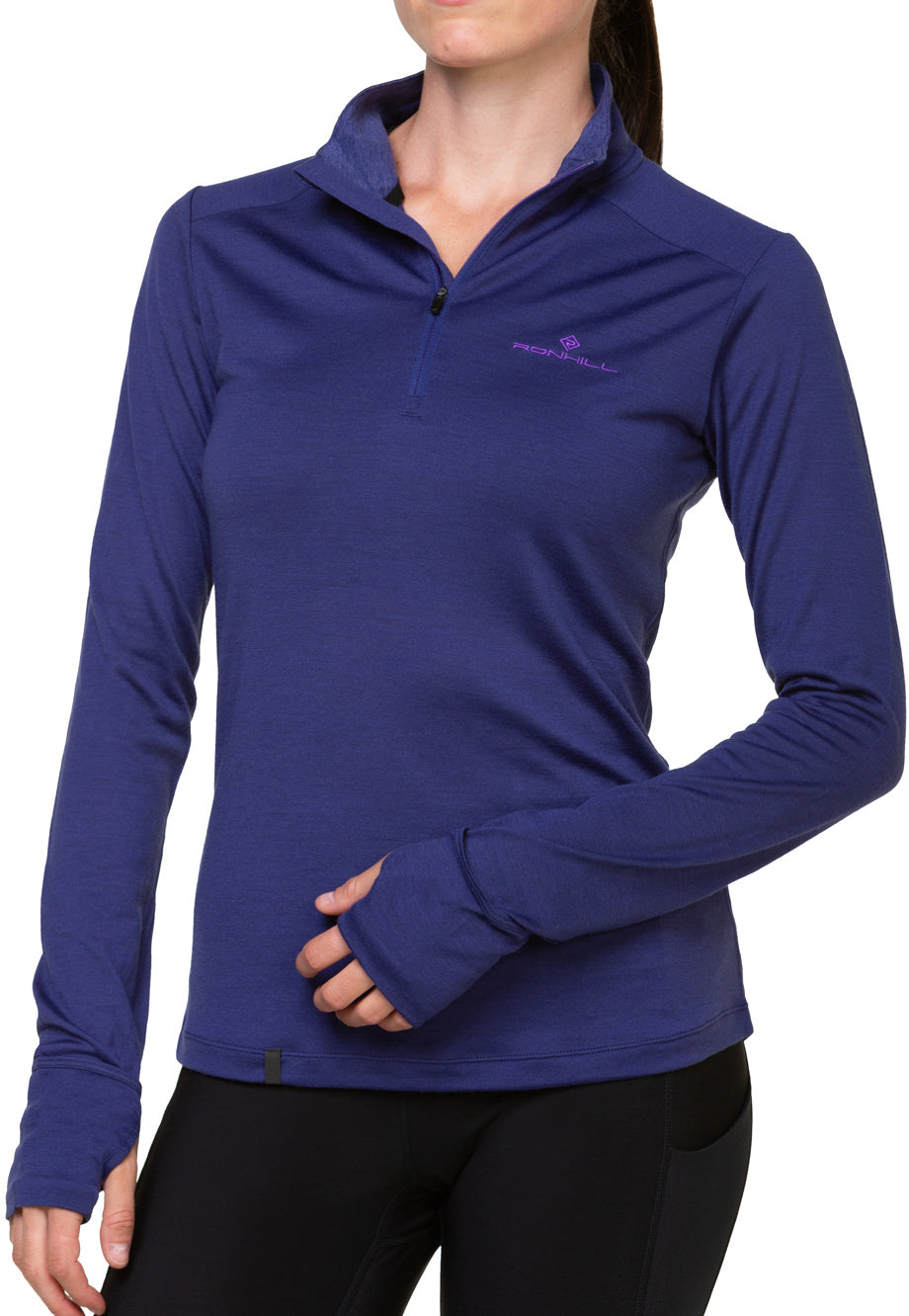 half zip ladies running top