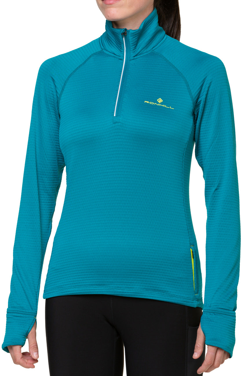 Ronhill Tech Winter Half Zip Long Sleeve Womens Running Top Blue
