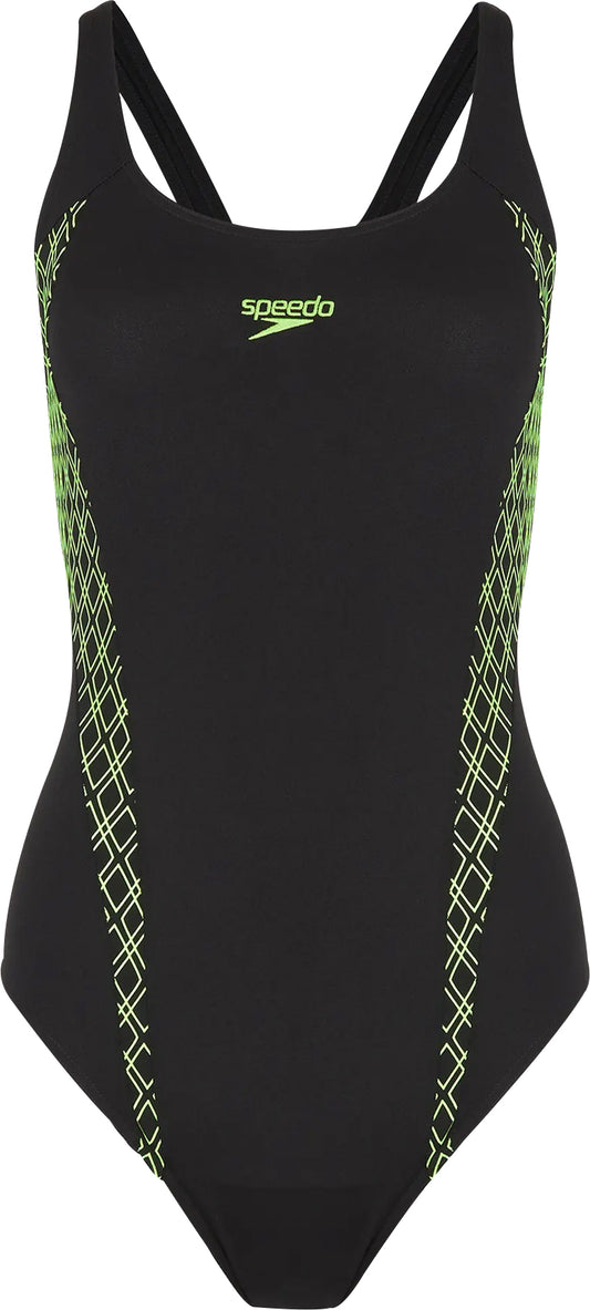 Speedo Panel Muscleback Womens Swimsuit - Black