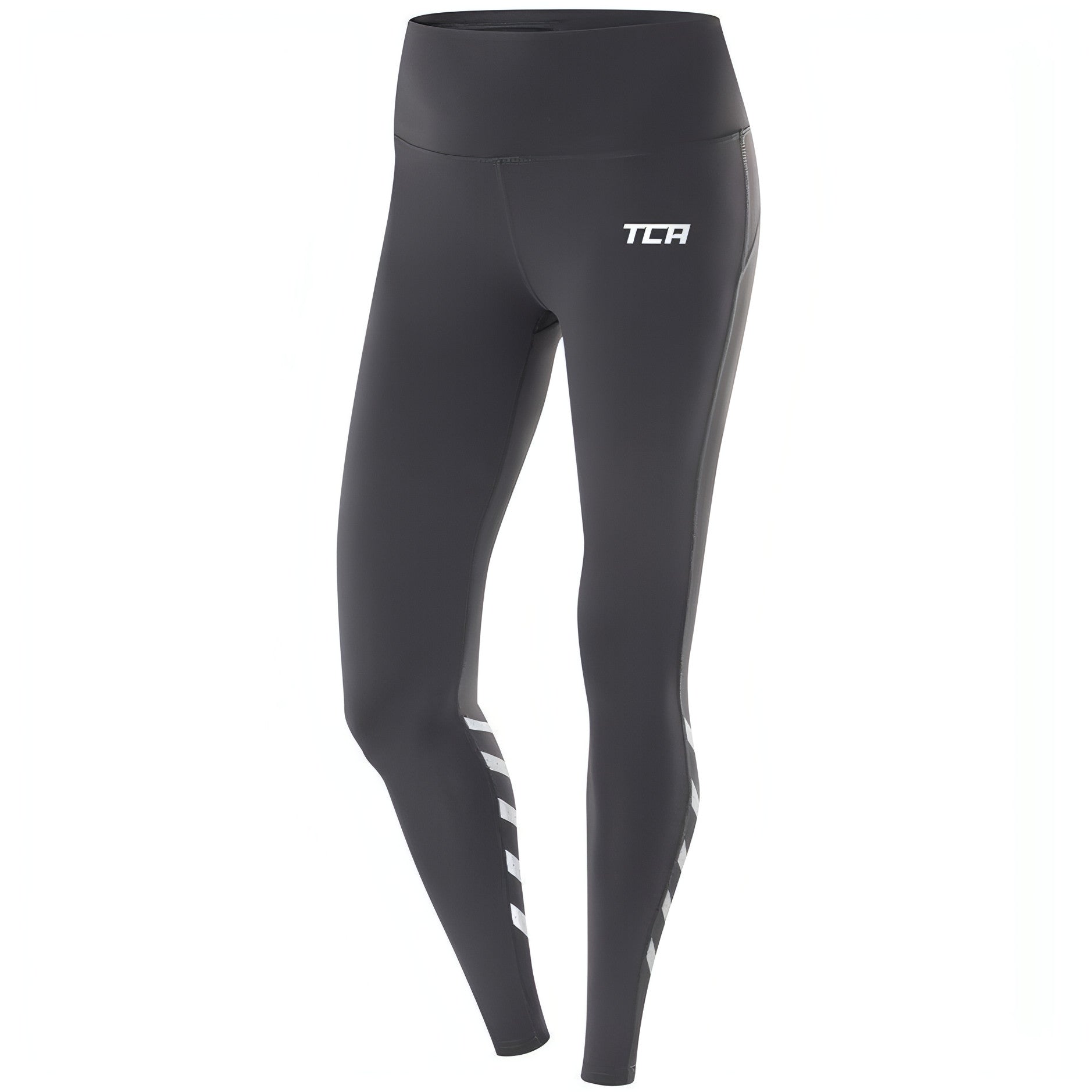 TCA Laser Tech Reflective Womens Long Running Tights Grey