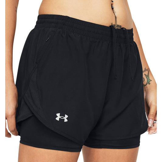 Under Armour Fly By 2 In 1 Womens Running Shorts - Black