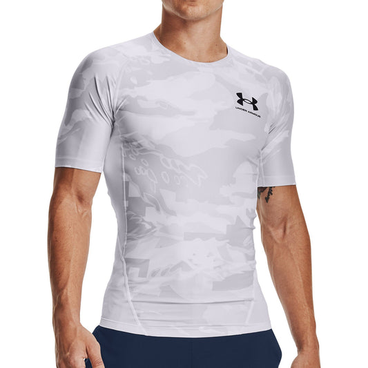 Under Armour Iso-Chill Printed Compression Short Sleeve Mens Running Top - White