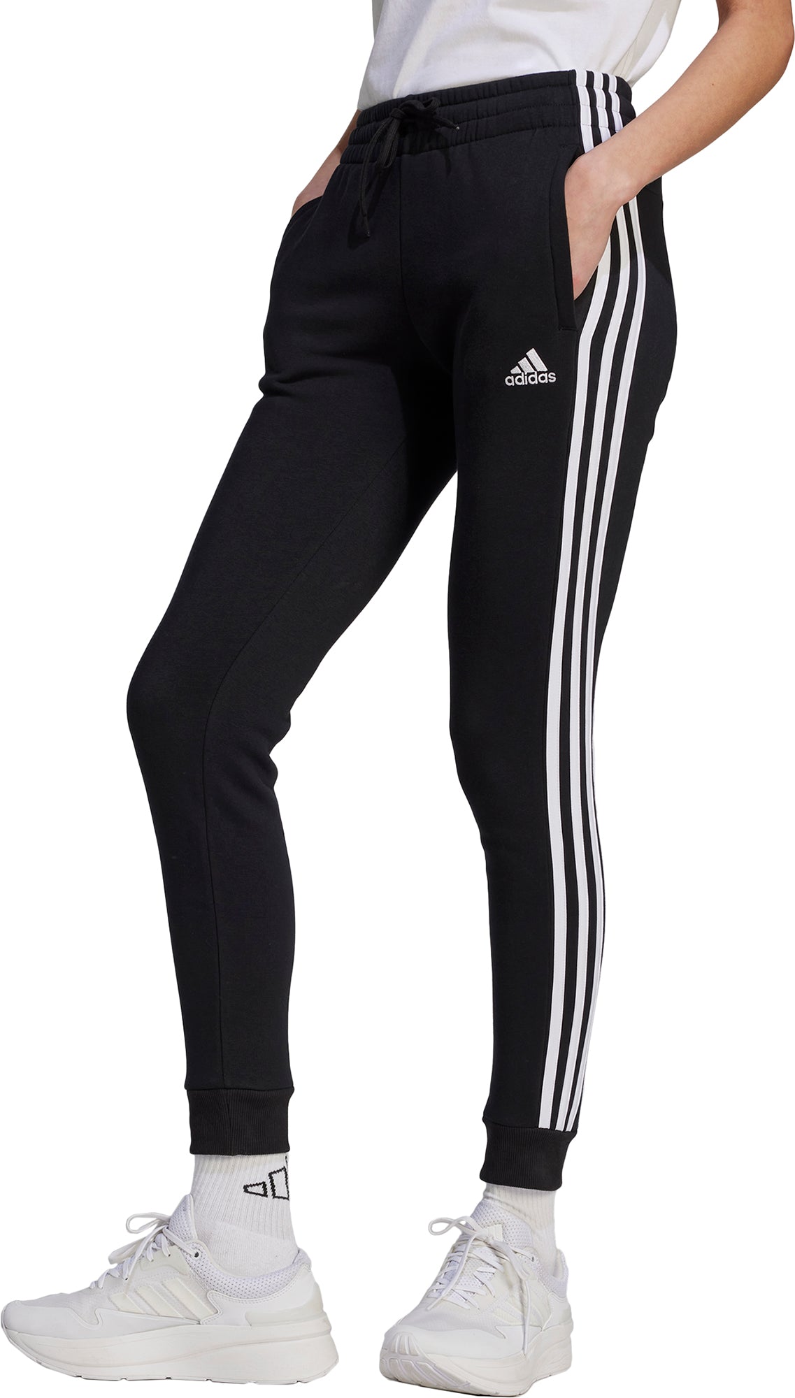 adidas Essentials Stripes Womens Fleece Joggers Black – Start