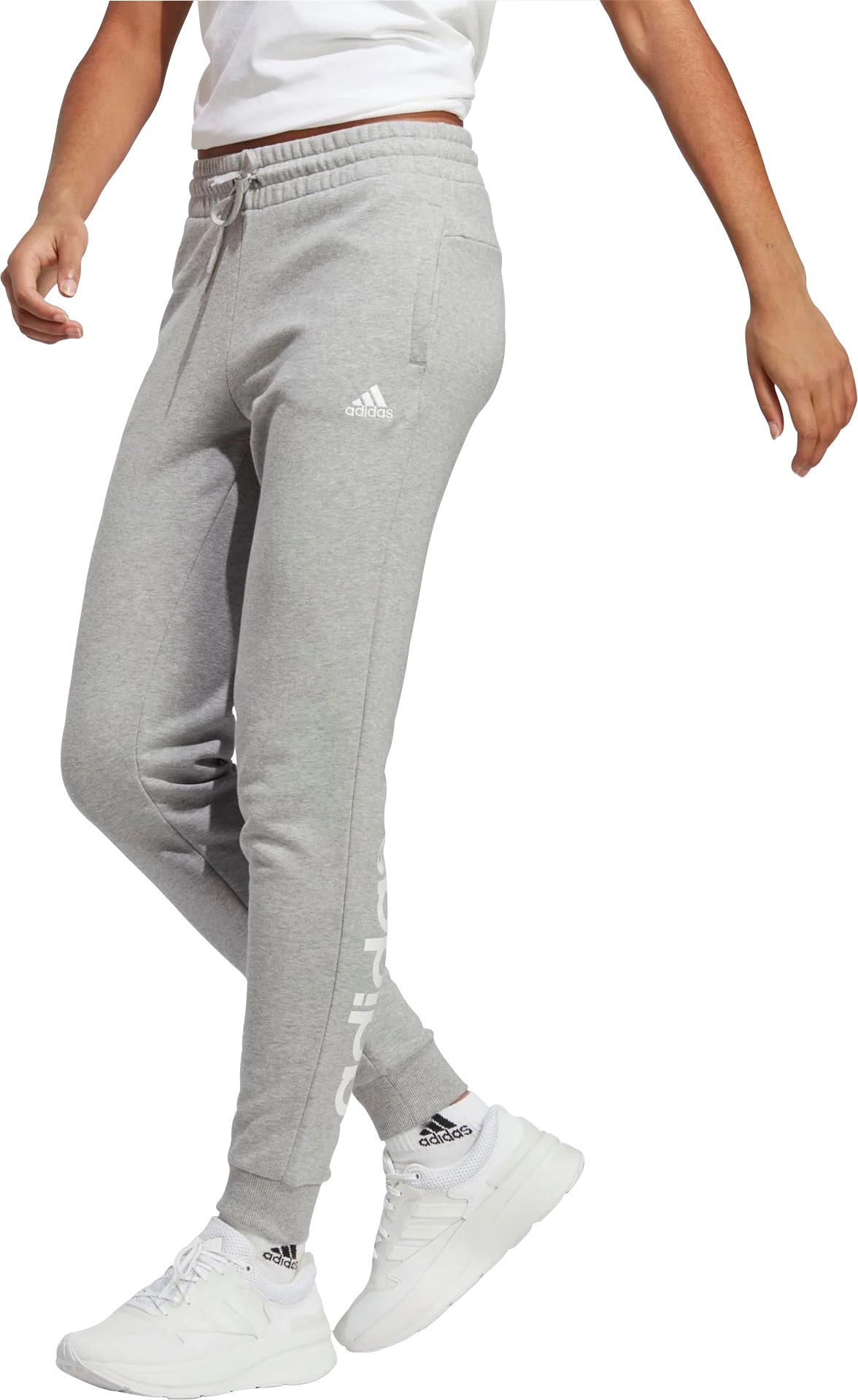 adidas Essentials Linear French Terry Womens Cuffed Joggers Grey - Main Image
