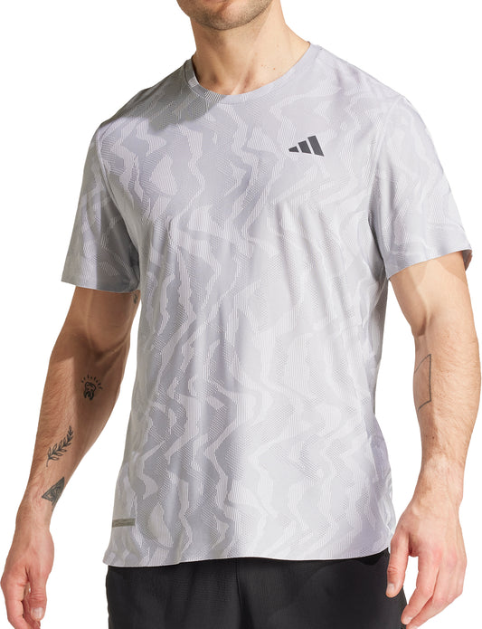 adidas Ultimate Engineered Short Sleeve Mens Running Top - Grey
