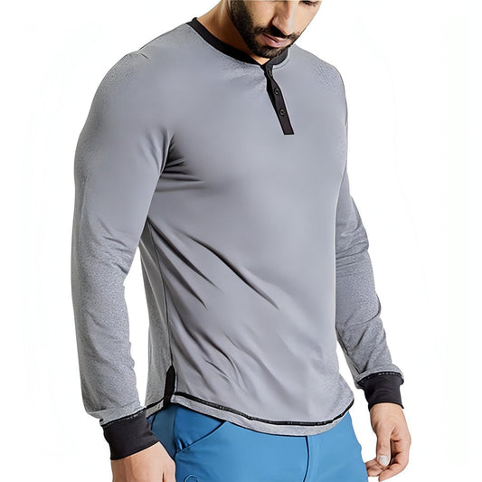 Ohmme Dawn Long Sleeve Mens Yoga Top - Grey - Start Fitness