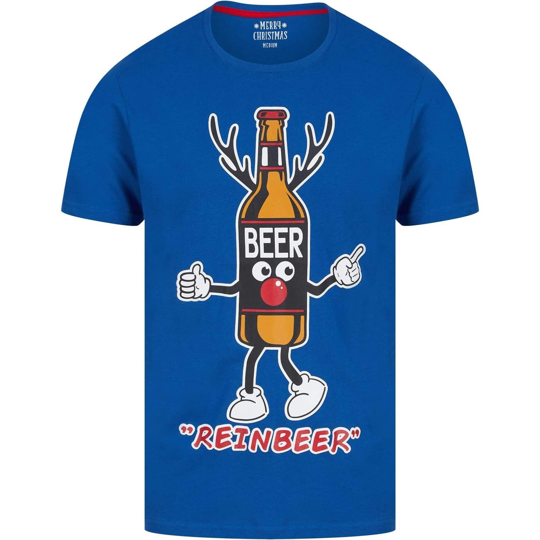 Christmas Beer Bottle Short Sleeve  Blue