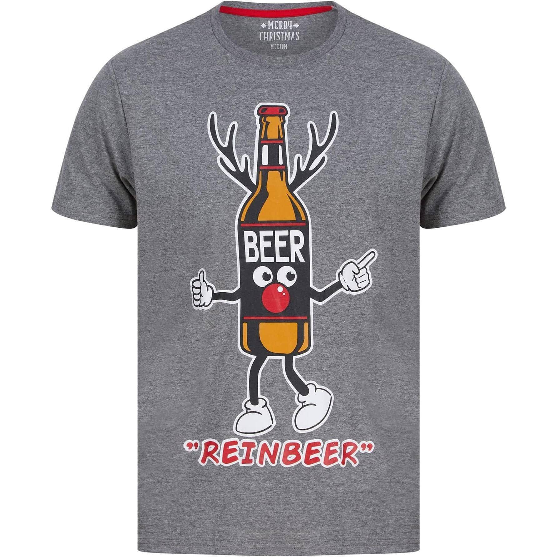 Christmas Beer Bottle Short Sleeve  Grey
