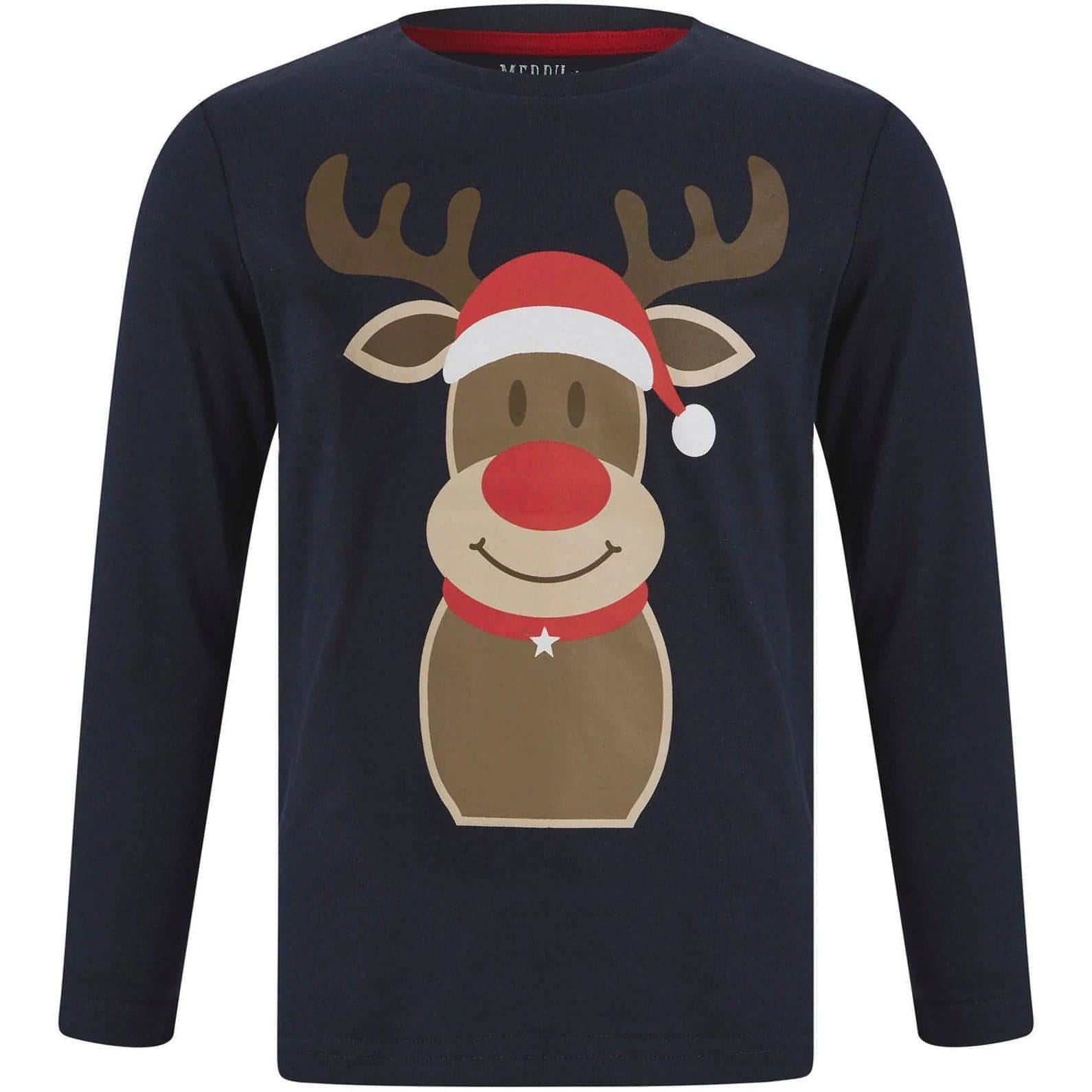 Christmas Rudolph Pyjama Set  Navy Top