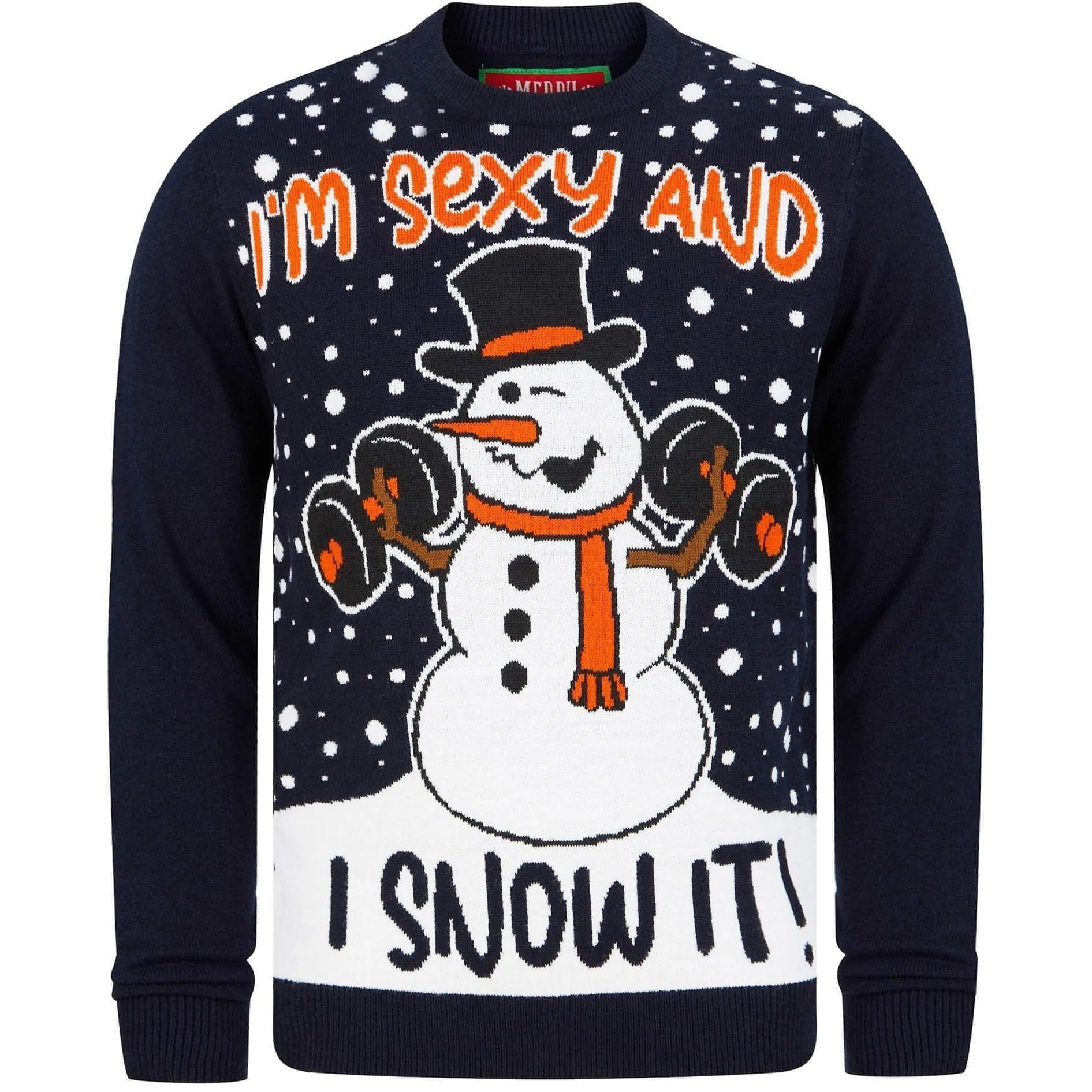 Christmas Snow It Workout Mens Christmas Jumper Navy – Start Fitness