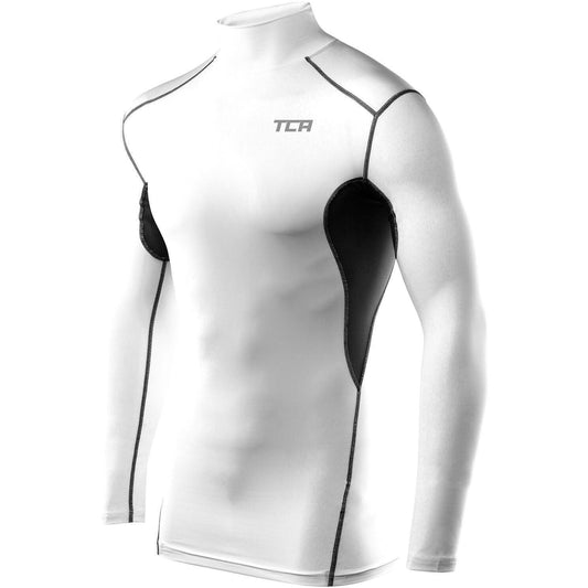 TCA HyperFusion Mock Neck Long Sleeve Junior Compression Top - White