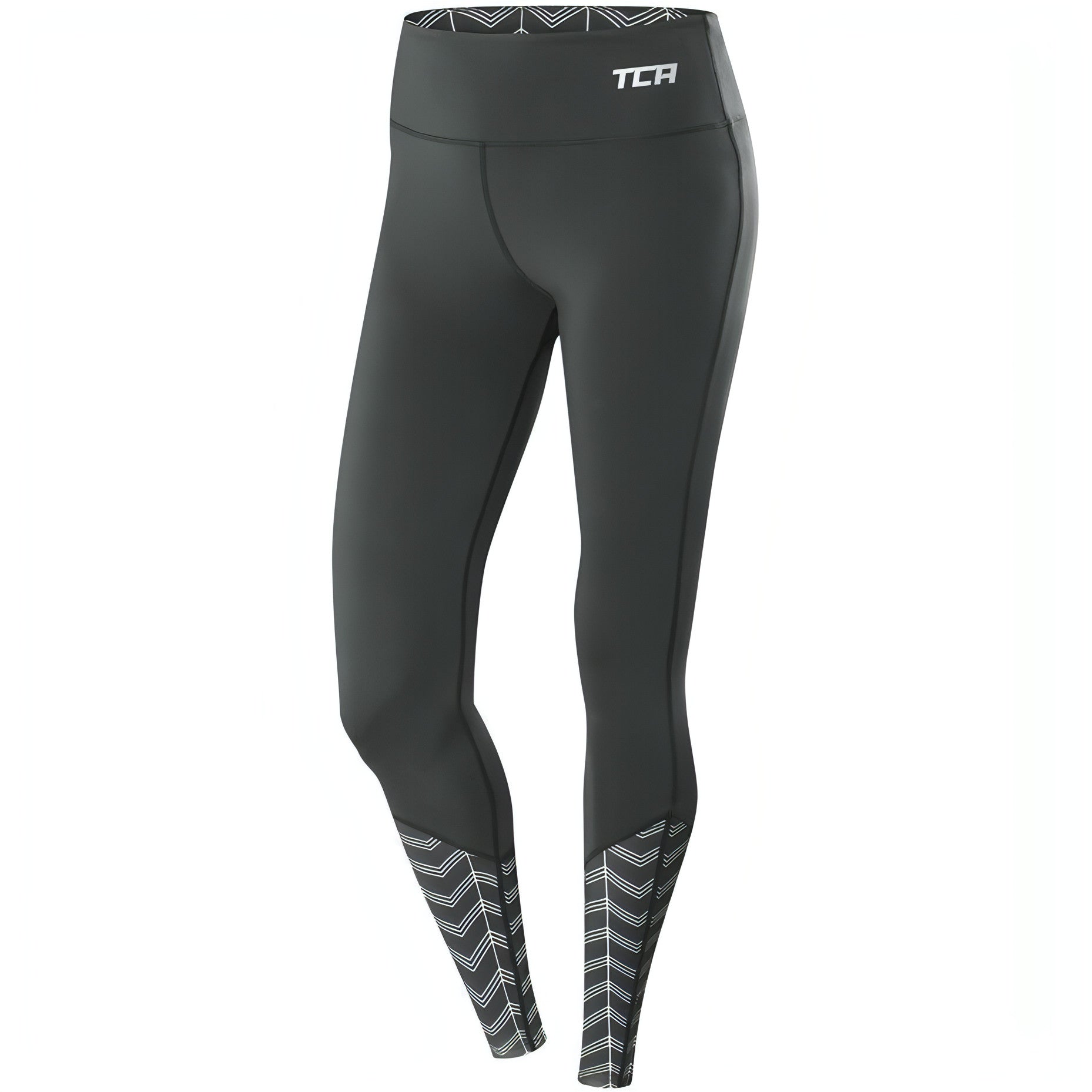 TCA Impulse Printed Womens Long Running Tights Grey Start Fitness