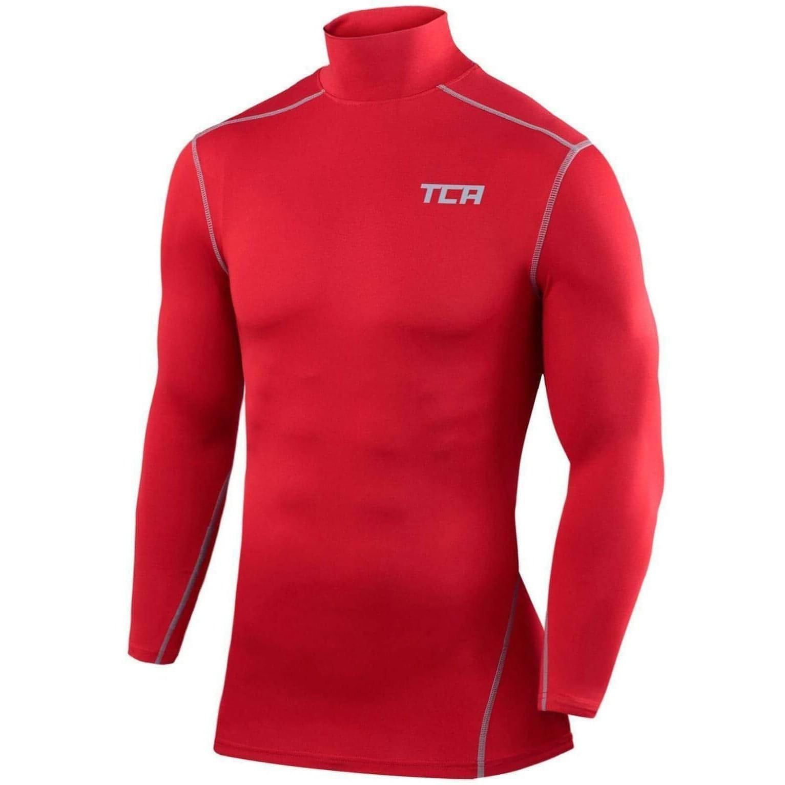 TCA Pro Performance Long Sleeve Mock Mens Compression Top Red