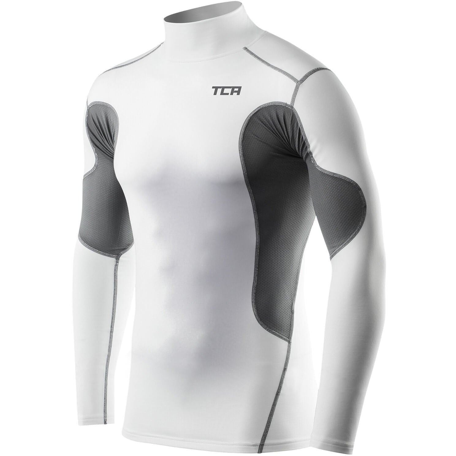TCA SuperThermal Long Sleeve Mock Junior Compression Top White