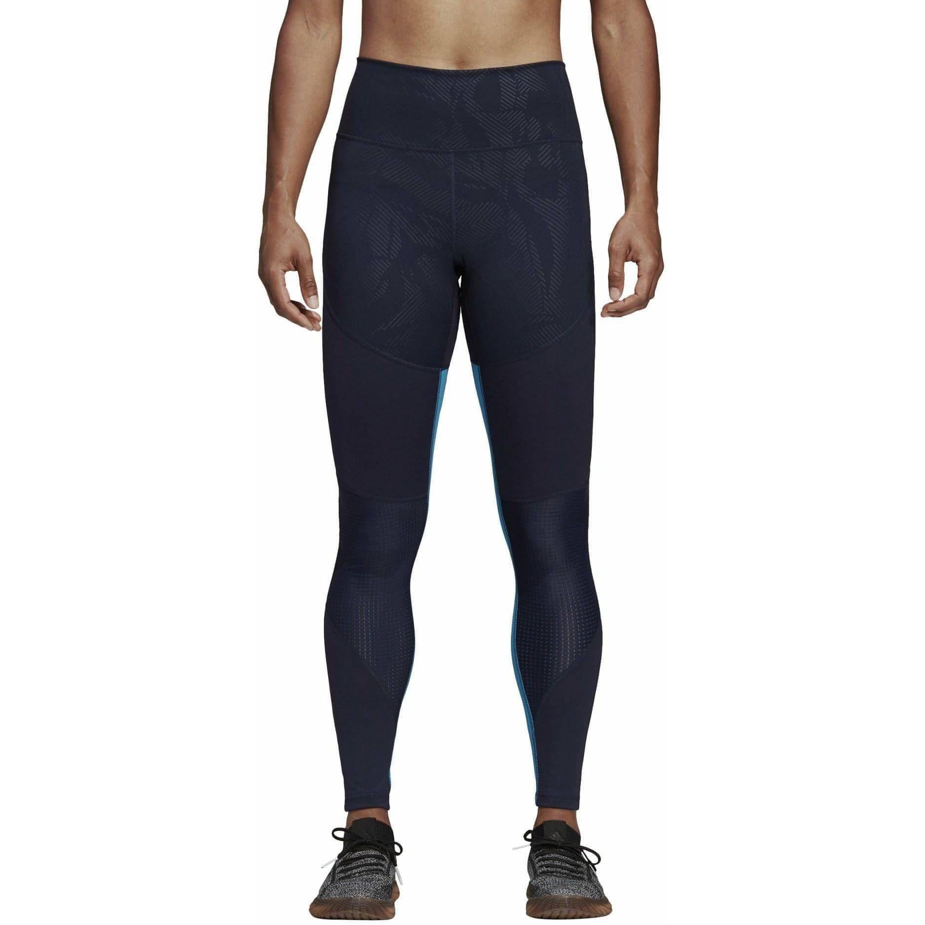 adidas Believe This High Rise Floral Womens Long Training Tights - Blue - Start Fitness