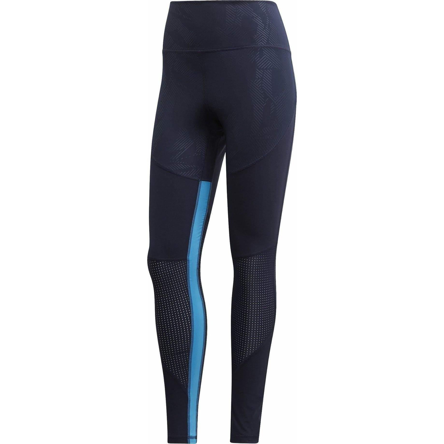adidas Believe This High Rise Floral Womens Long Training Tights - Blue - Start Fitness