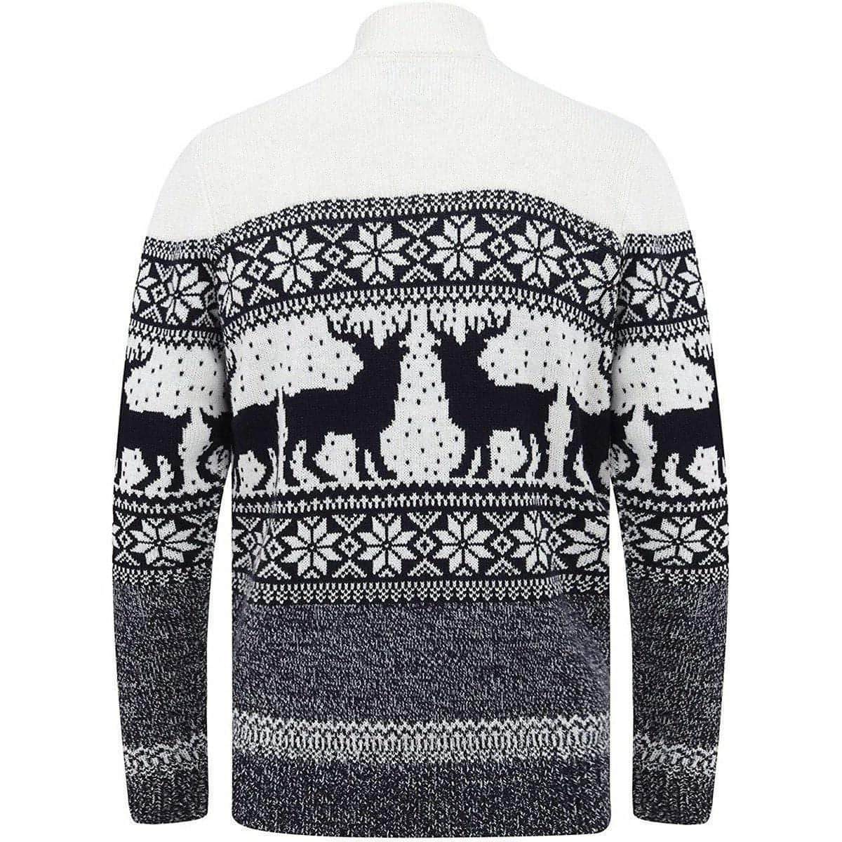 Christmas Gullfoss Nordic Half Zip Mens Christmas Jumper - Cream - Start Fitness