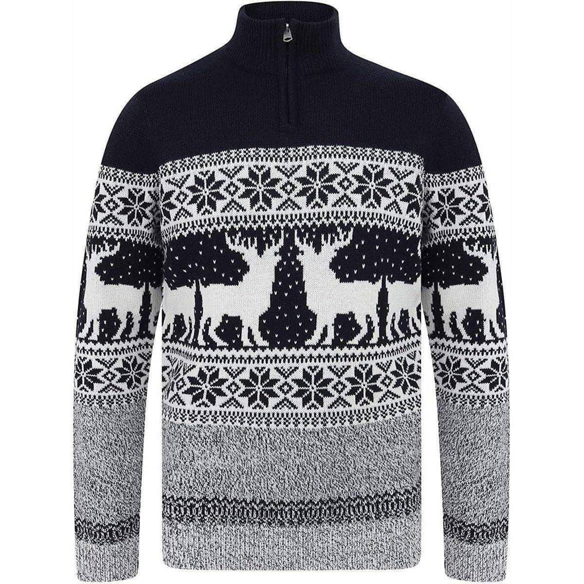 Christmas Gullfoss Nordic Half Zip Mens Christmas Jumper Navy Start Fitness