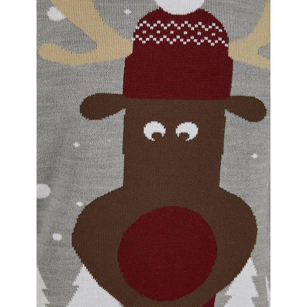 Christmas Snow Scene Rudolph Mens Christmas Jumper - Grey - Start Fitness