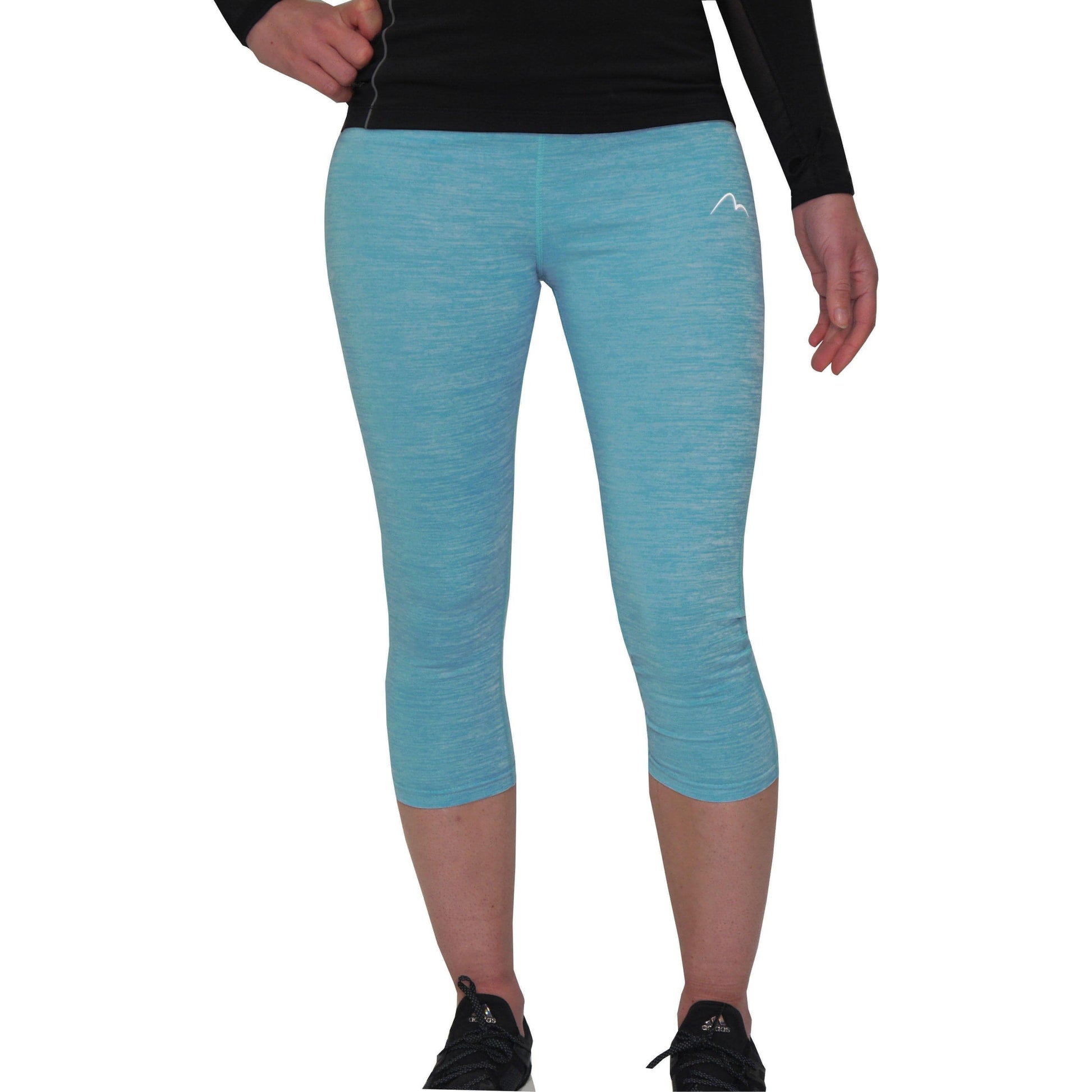 More Mile Heather 3/4 Capri Womens Training Tights - Blue - Start Fitness