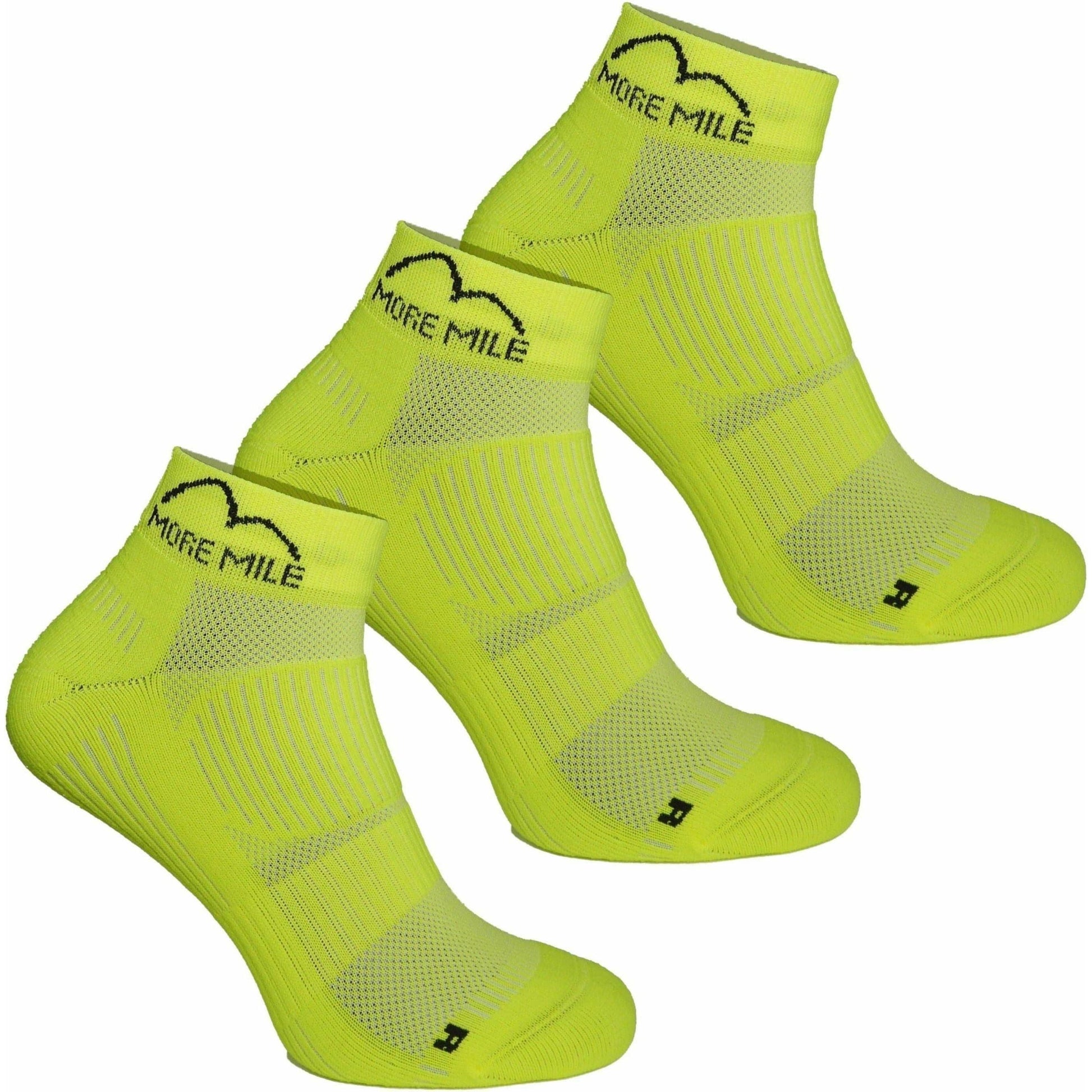 More Mile London 2.0 (3 Pack) Running Socks - Yellow - Start Fitness