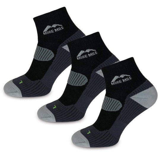 More Mile London 3 Pack Running Socks - Black - Start Fitness