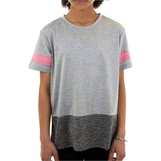 More Mile Marl Girls Short Sleeve Training Top - Grey - Start Fitness