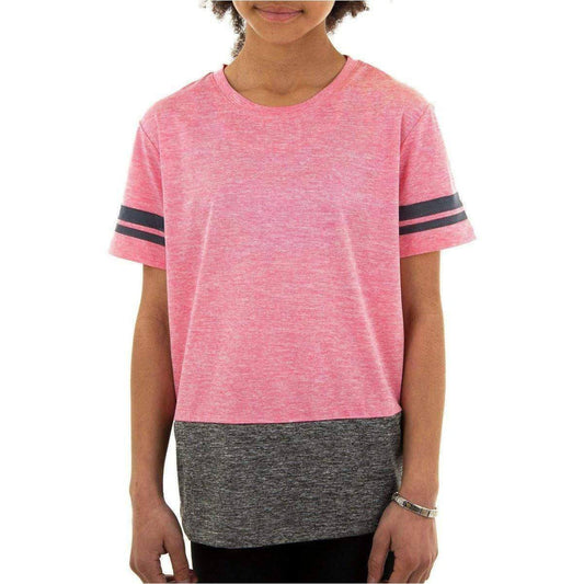 More Mile Marl Girls Short Sleeve Training Top - Pink - Start Fitness