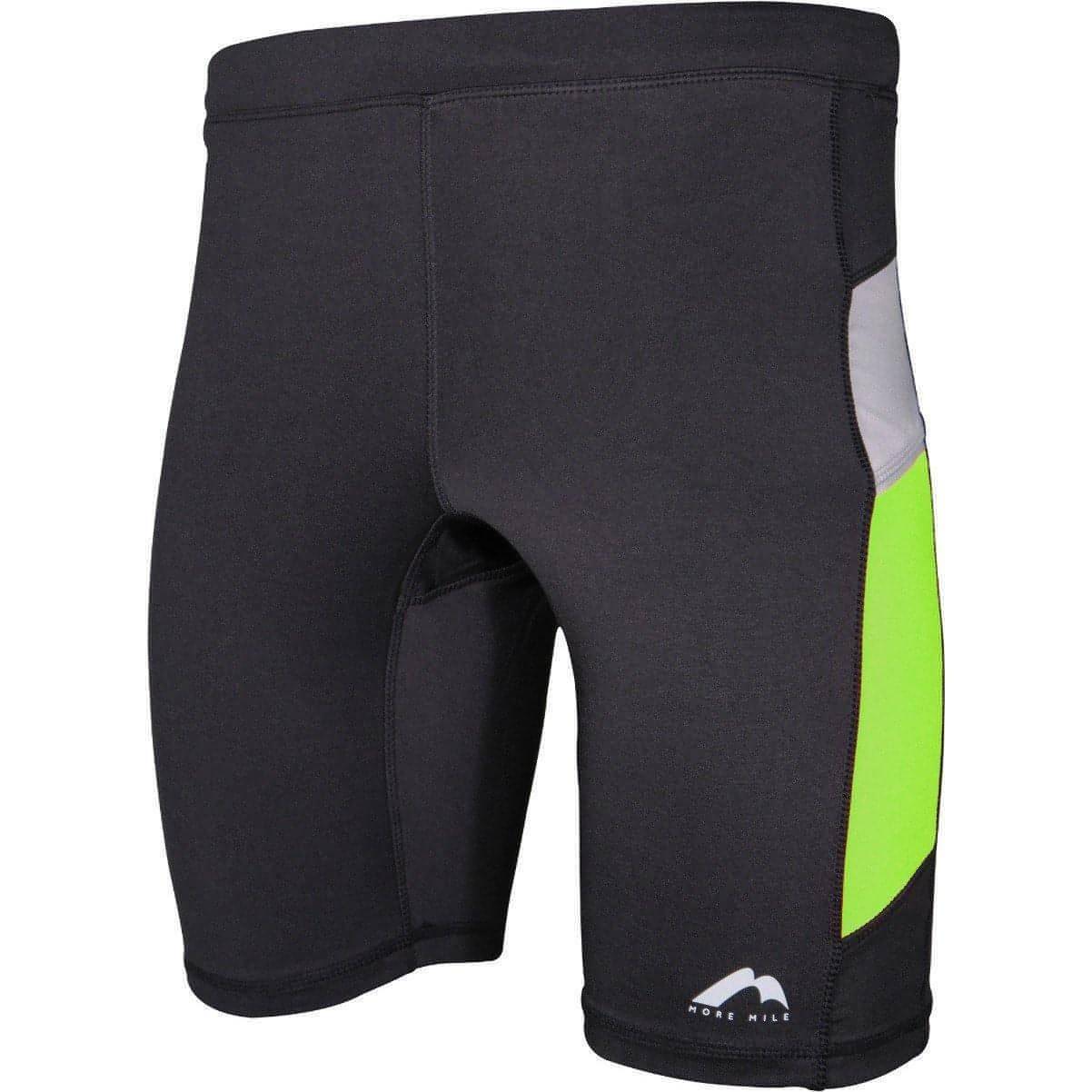 More Mile MoreTech Mens Short Running Tights Black Start Fitness