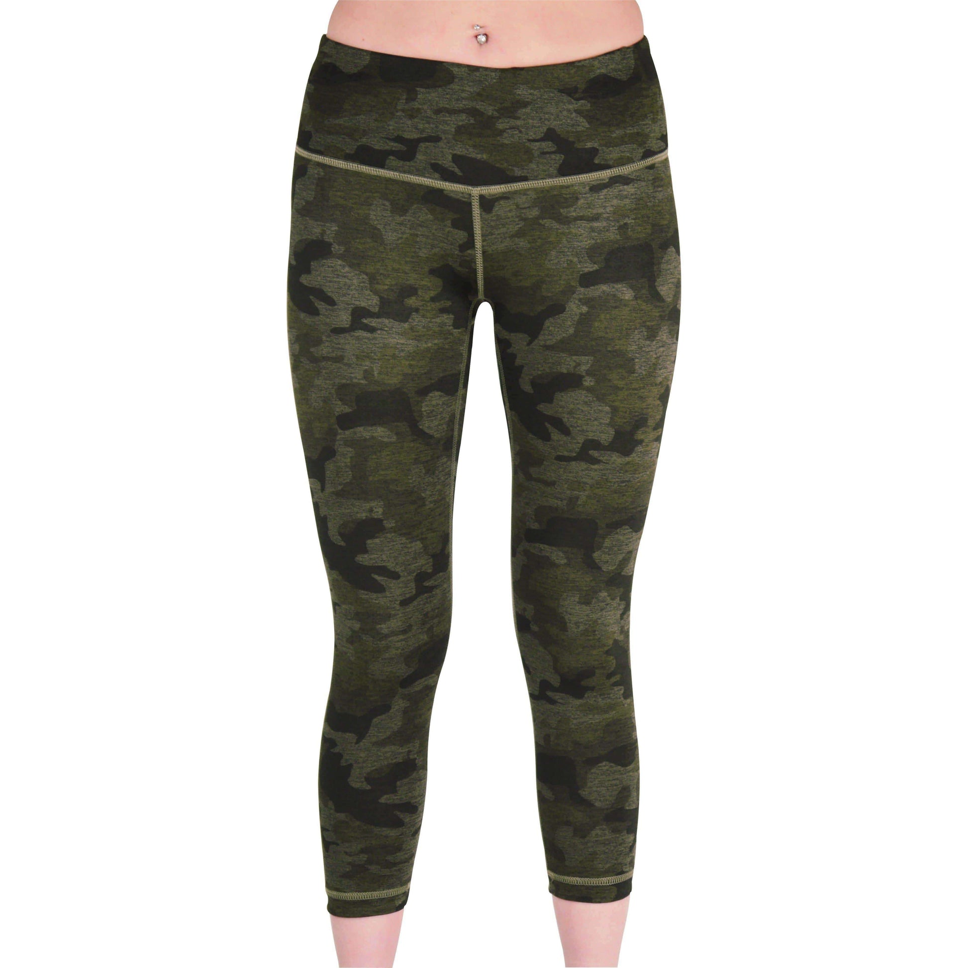 More Mile Reversible Graphic Womens 3/4 Capri Tights - Green - Start Fitness