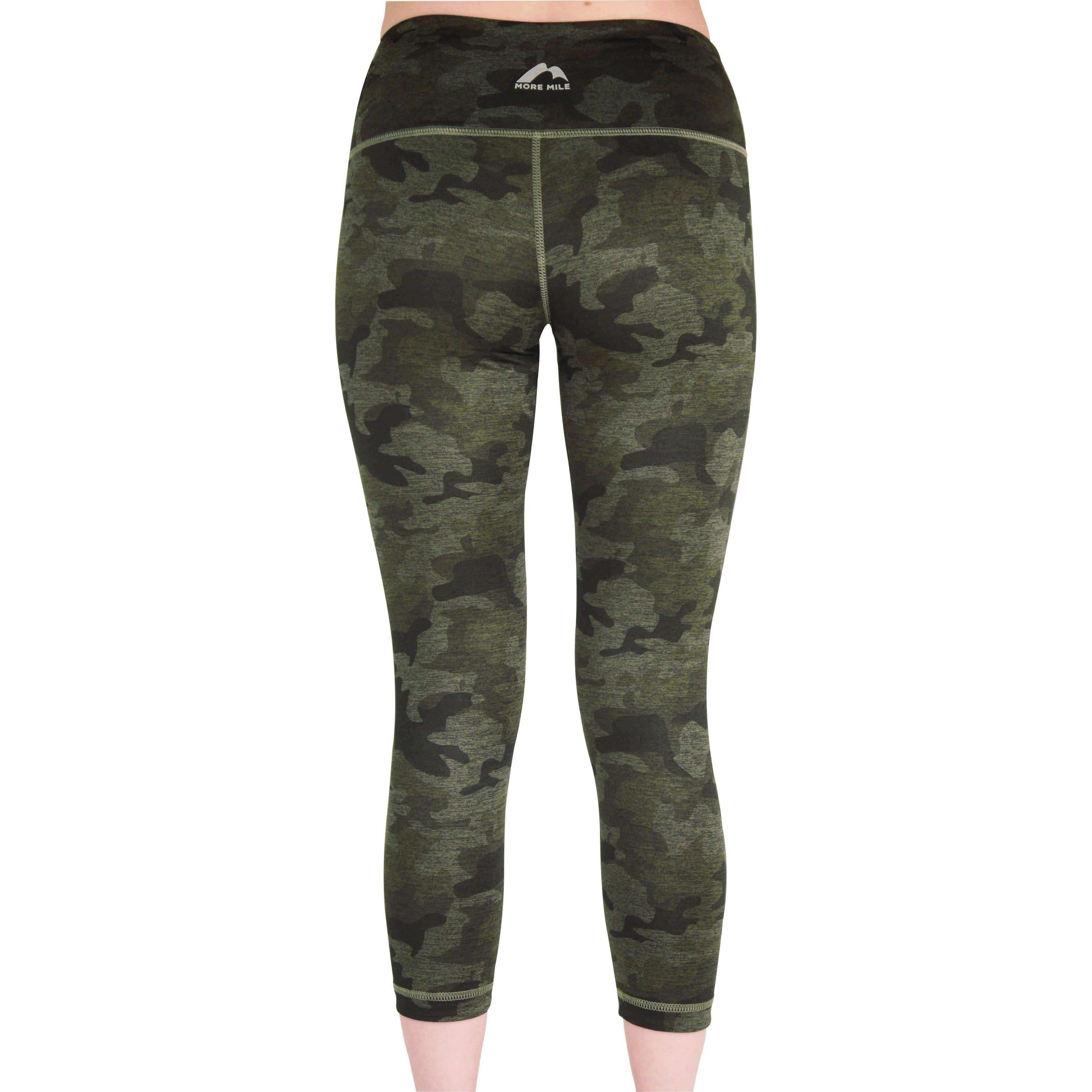 More Mile Reversible Graphic Womens 3/4 Capri Tights - Green - Start Fitness