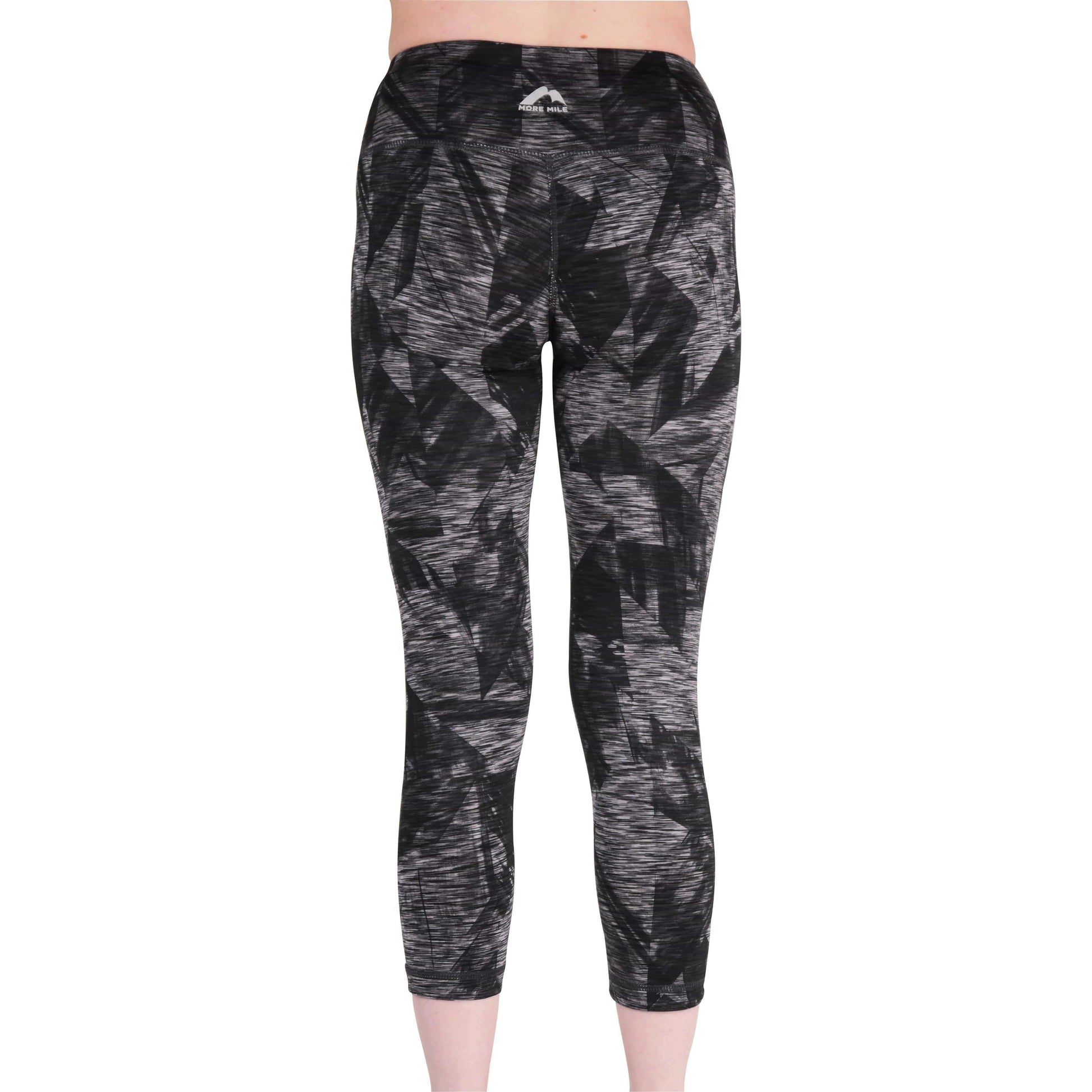 More Mile Reversible Graphic Womens 3/4 Capri Tights - Grey - Start Fitness
