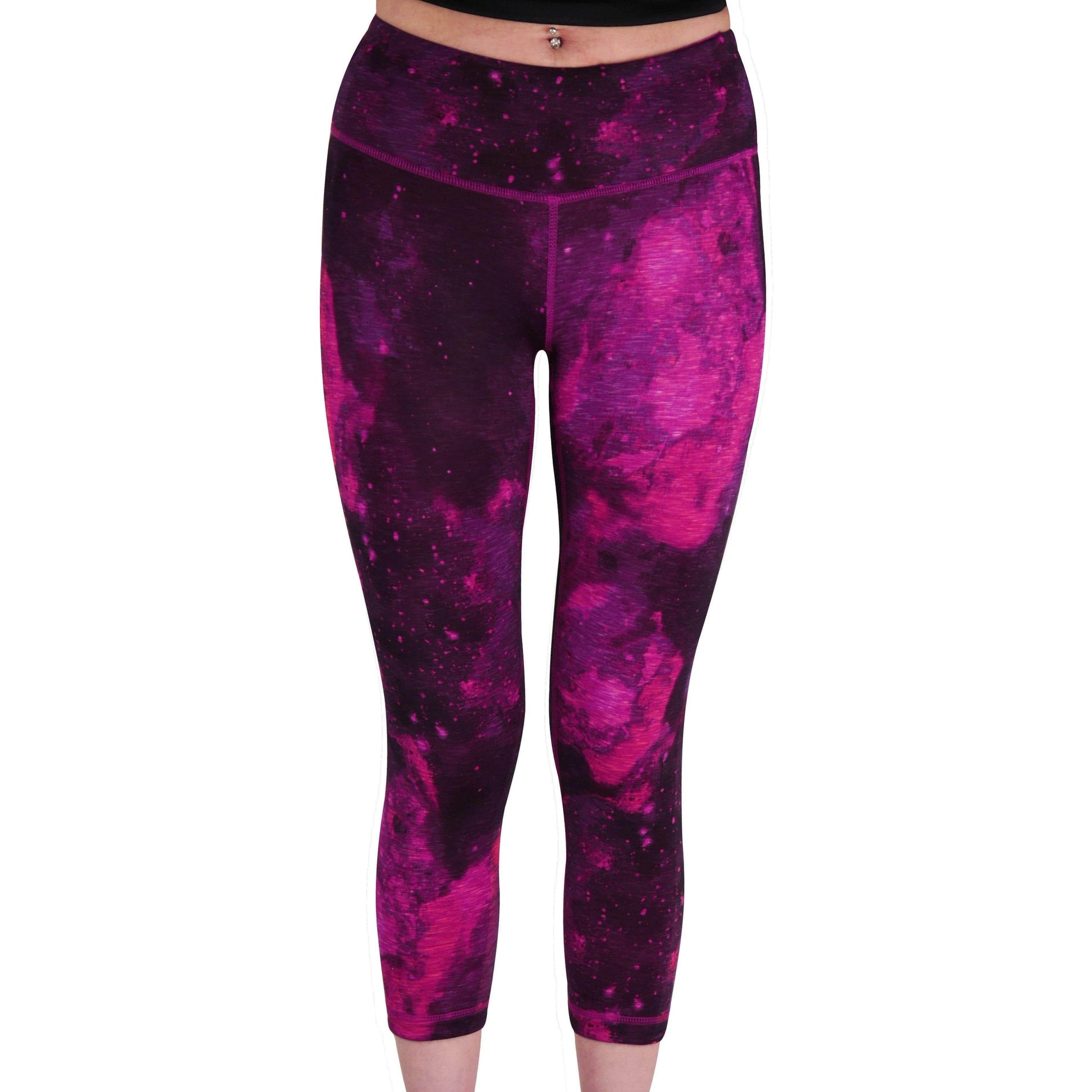 More Mile Reversible Graphic Womens 3/4 Capri Tights - Pink - Start Fitness