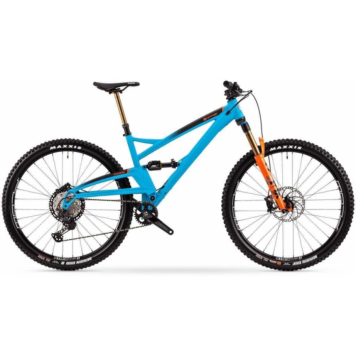 Blue and orange mountain bike store