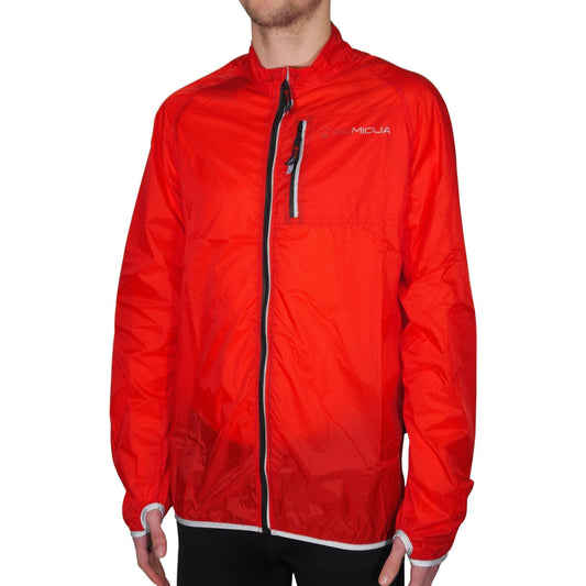 Piu Miglia Rimini Mens Cycling Rain Jacket - Red - Start Fitness