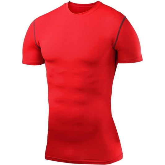 TCA PowerLayer Compression Mens Short Sleeve Running Top - Red - Start Fitness