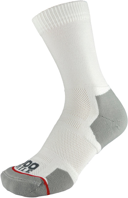 1000 Mile Repreve Single Layer Twin Pack Mens Crew Running Socks - White