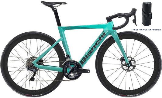 Bianchi E-Oltre 105 Electric Road Bike 2026 With Free Range Extender - Celeste