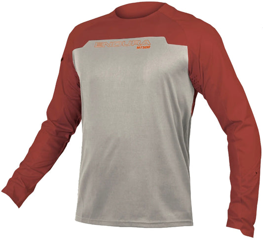 Endura MT500 Burner Mens Long Sleeve Cycling Jersey - Brick Red