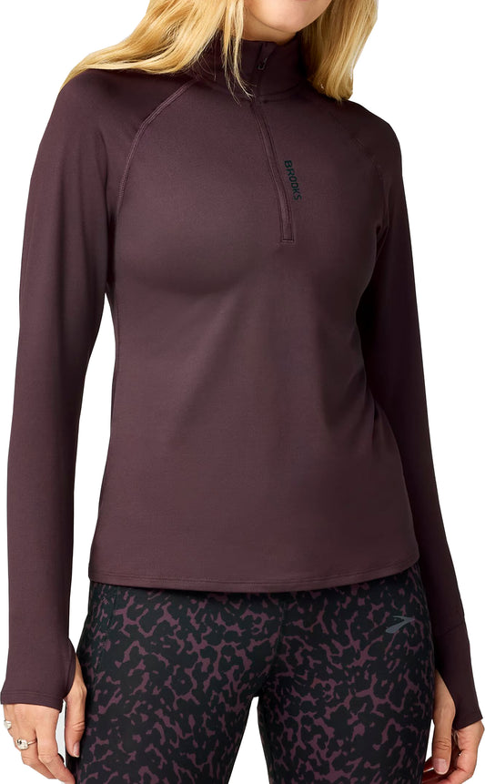 Brooks Dash 3.0 Half Zip Long Sleeve Womens Running Top - Brown