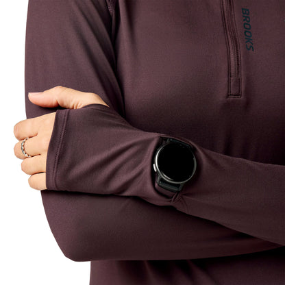 Brooks Dash 3.0 Half Zip Long Sleeve Womens Running Top - Brown